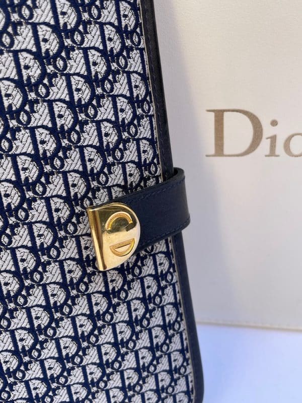 christian dior vintage purse wallet cd logo monogram blue c.1980s