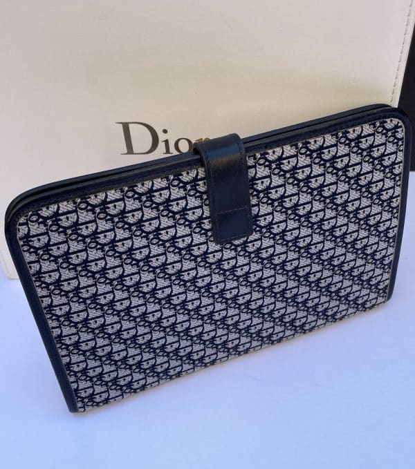 christian dior vintage purse wallet cd logo monogram blue c.1980s