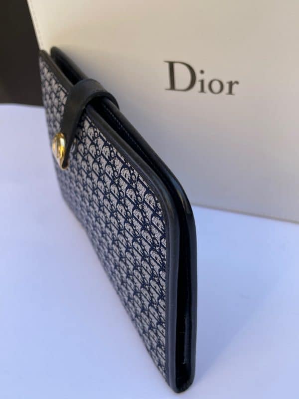 christian dior vintage purse wallet cd logo monogram blue c.1980s