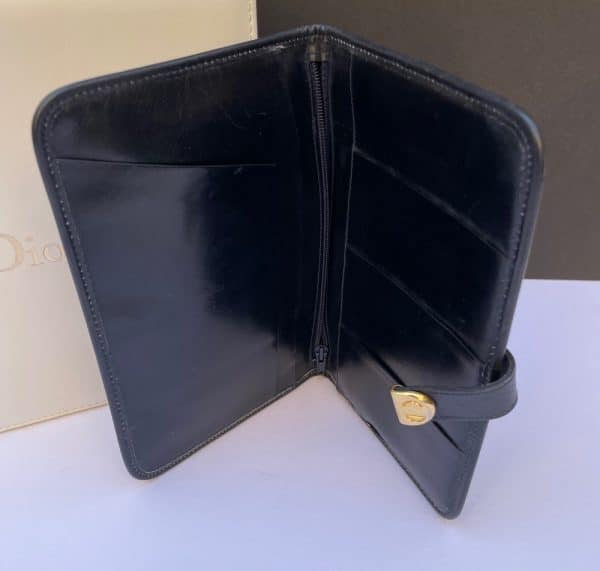 christian dior vintage purse wallet cd logo monogram blue c.1980s