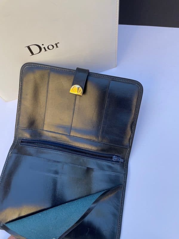 christian dior vintage purse wallet cd logo monogram blue c.1980s