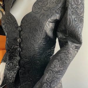 guy laroche vintage black skirt suit jacquard w/embroidery c.1980s