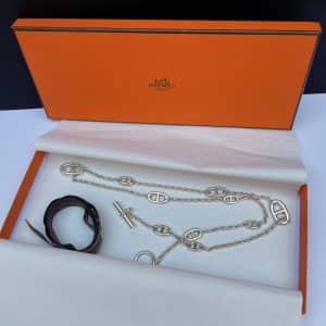 hermÈs farandole long necklace sterling silver w/box