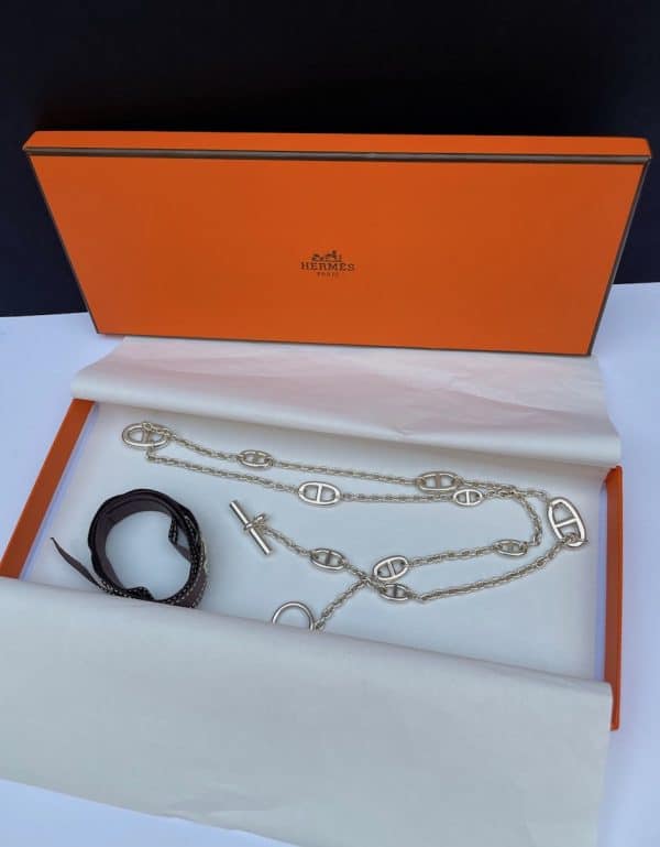 hermÈs farandole long necklace sterling silver w/box