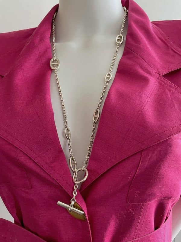hermÈs farandole long necklace sterling silver w/box