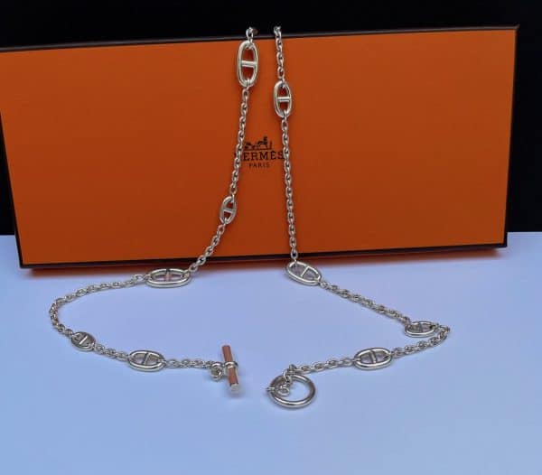 hermÈs farandole long necklace sterling silver w/box