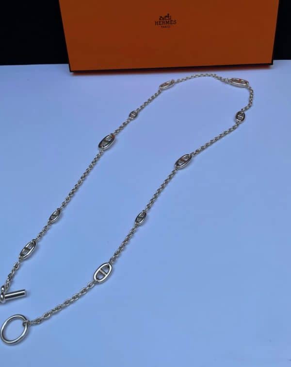 hermÈs farandole long necklace sterling silver w/box
