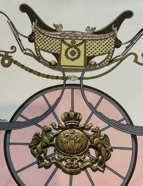 hermÈs vintage silk scarf springs pink gold by philippe ledoux c.1974 w/box