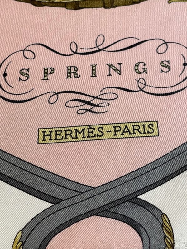 hermÈs vintage silk scarf springs pink gold by philippe ledoux c.1974 w/box