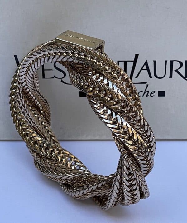 saint laurent bracelet intwined herringbone gold chain