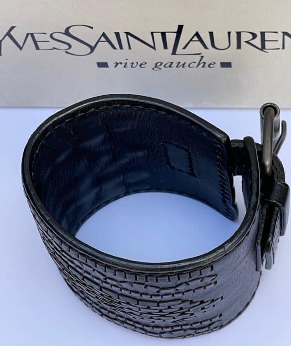 yves saint laurent rive gauche leather black cuff bracelet