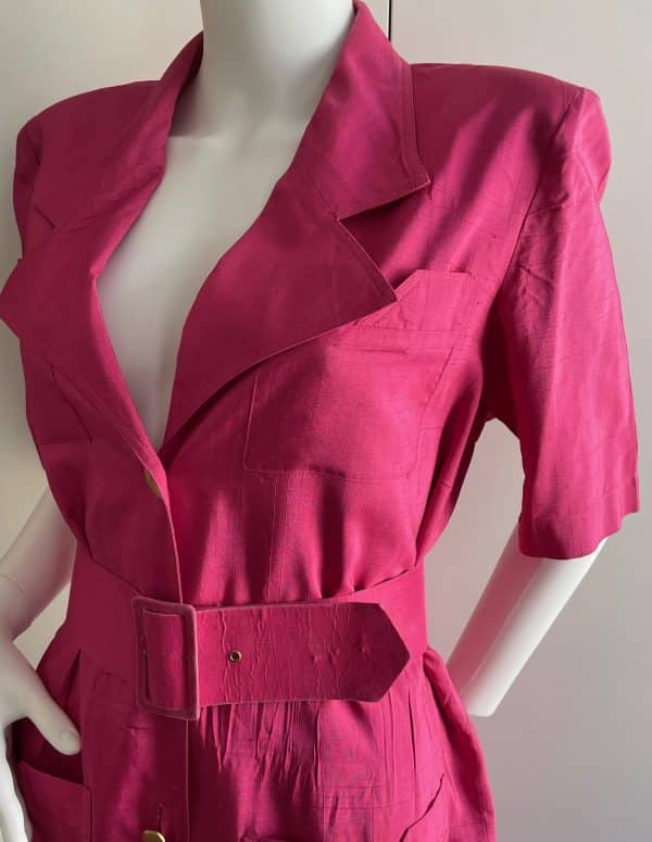 torrente miss torrente pink silk belted heart jewel buttons dress c.1980s