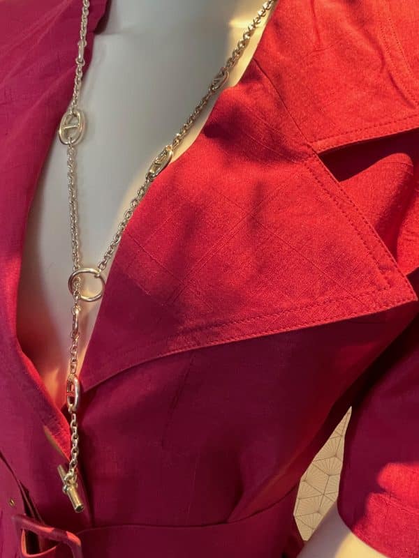 torrente miss torrente pink silk belted heart jewel buttons dress c.1980s