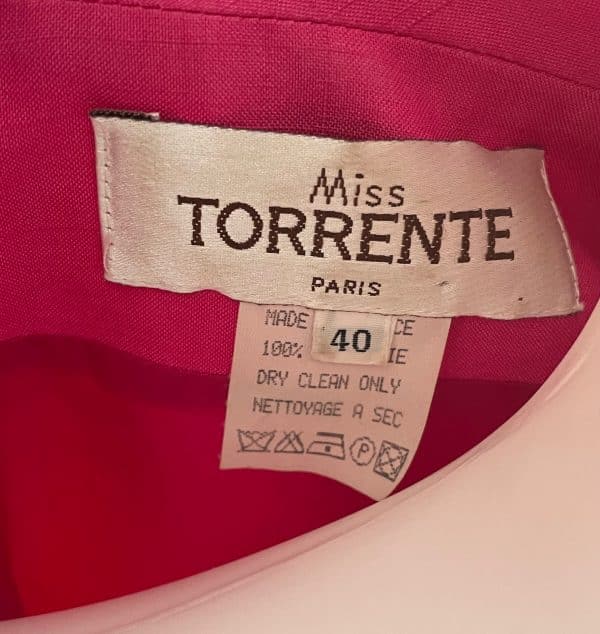 torrente miss torrente pink silk belted heart jewel buttons dress c.1980s