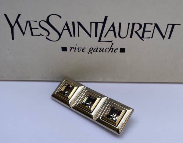 yves saint laurent by gossens vintage brooch silver rock crystal c.1960s