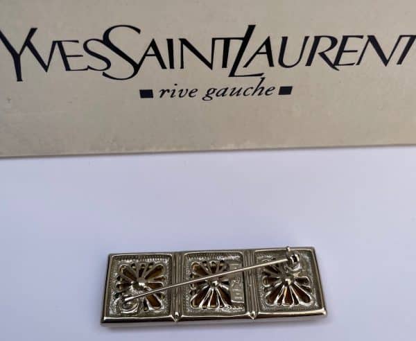 yves saint laurent by gossens vintage brooch silver rock crystal c.1960s