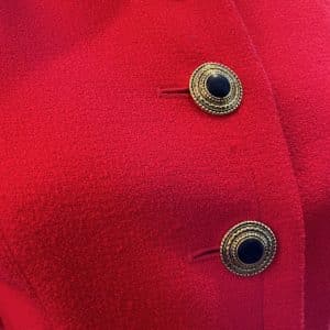 yves saint laurent variation vintage red tweed suit jewel buttons 1992