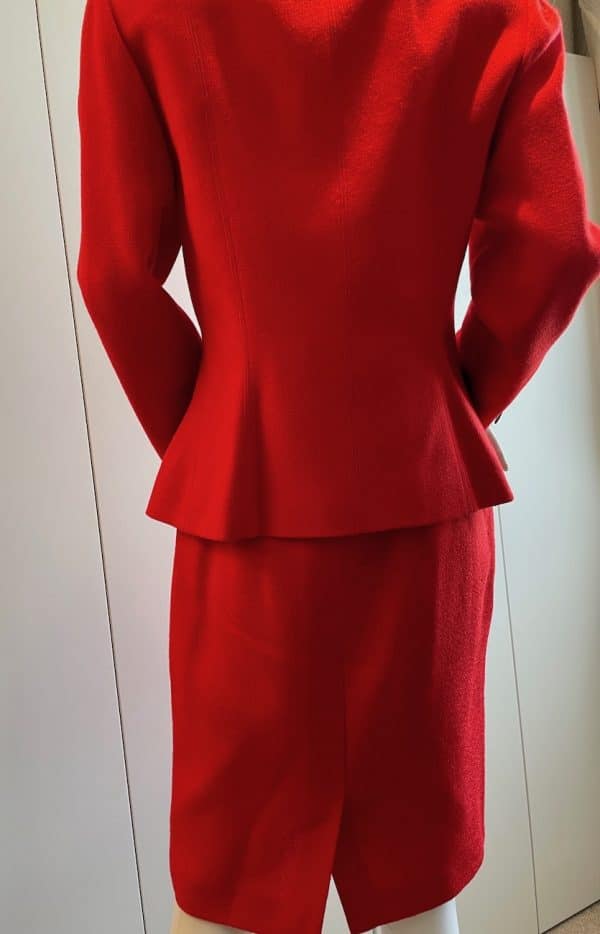 yves saint laurent variation vintage red tweed suit jewel buttons 1992