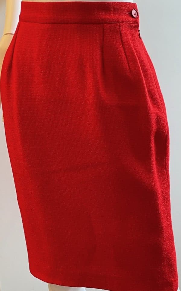 yves saint laurent variation vintage red tweed suit jewel buttons 1992