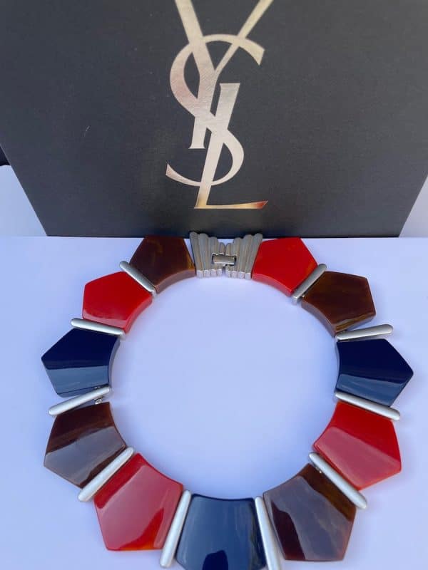 yves saint laurent vintage bakelite necklace limited edition ysl c.1970s