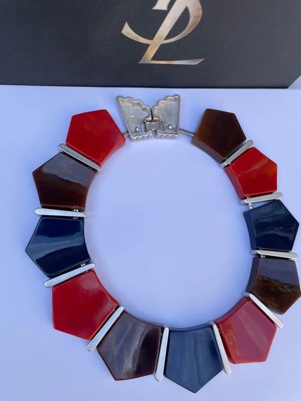 yves saint laurent vintage bakelite necklace limited edition ysl c.1970s