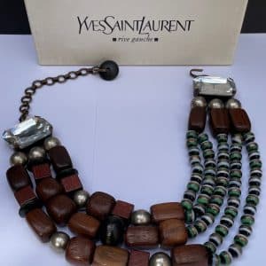 yves saint laurent vintage necklace wood beads african collection spring summer 1967