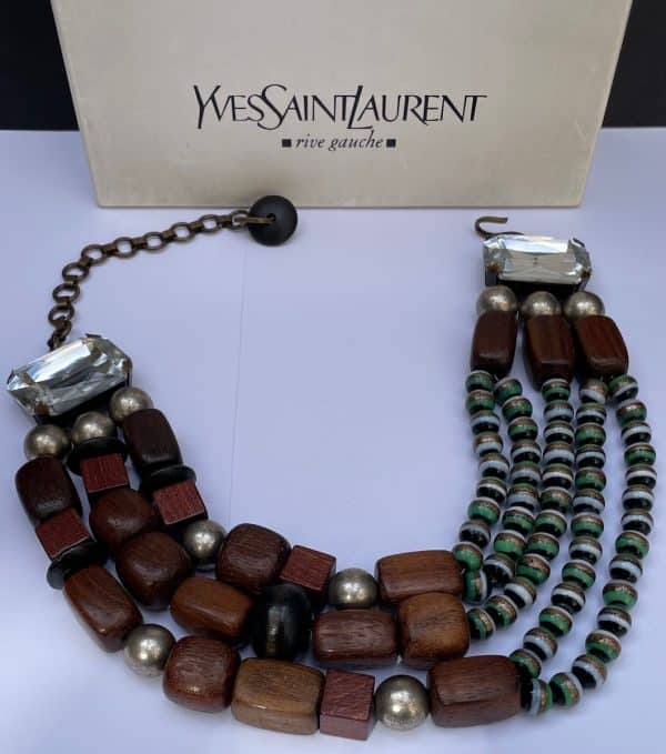 yves saint laurent vintage necklace wood beads african collection spring summer 1967