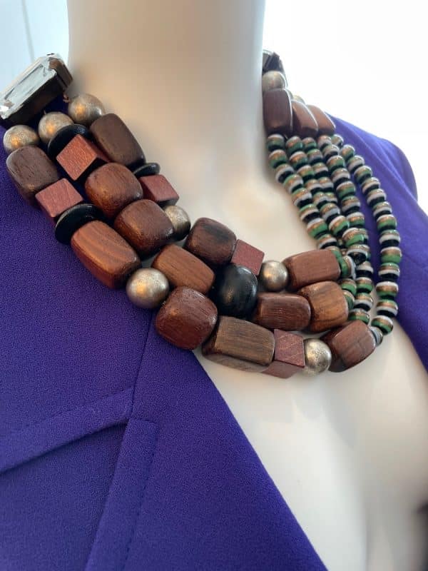 yves saint laurent vintage necklace wood beads african collection spring summer 1967