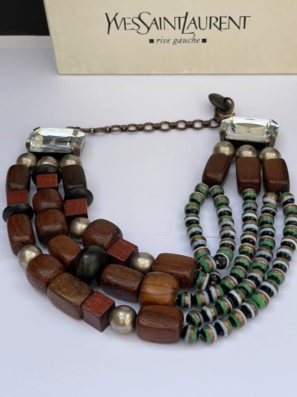 yves saint laurent vintage necklace wood beads african collection spring summer 1967