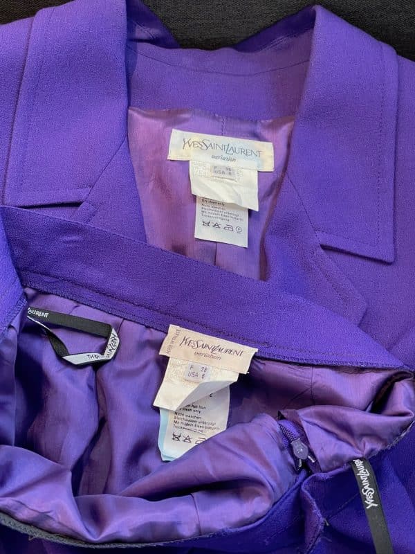 yves saint laurent variation vintage purple skirt suit & blazer 1994