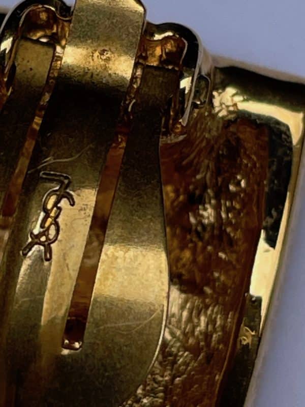 yves saint laurent ysl earrings rectangular gold tone & crystals c.1980s