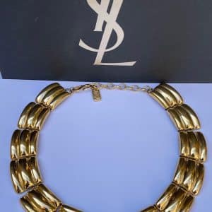 yves saint laurent ysl vintage necklace choker collar gilt links c.1980s