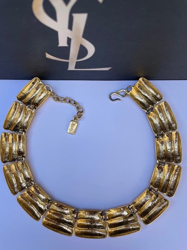yves saint laurent ysl vintage necklace choker collar gilt links c.1980s