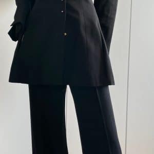 chanel black two piece suit trousers & fitted jacket autumn 2002
