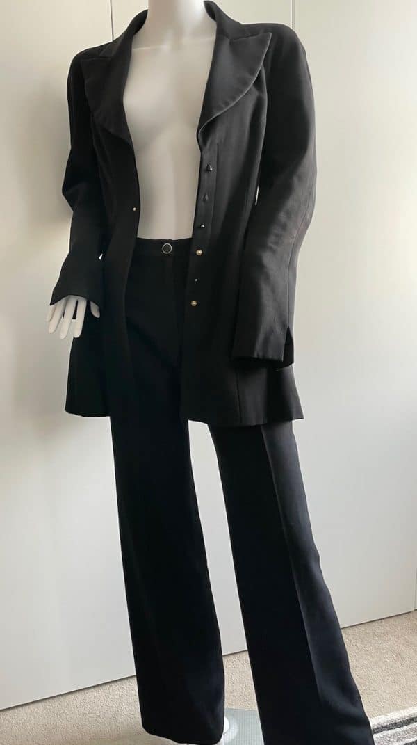 chanel black two piece suit trousers & fitted jacket autumn 2002