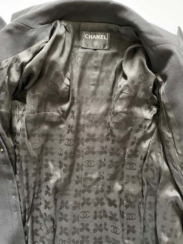 chanel black two piece suit trousers & fitted jacket autumn 2002