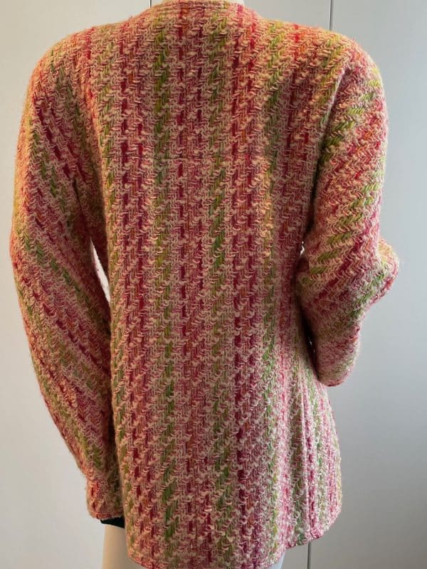 chanel pink multi tweed jacket cc logo gold jewel buttons c.1993