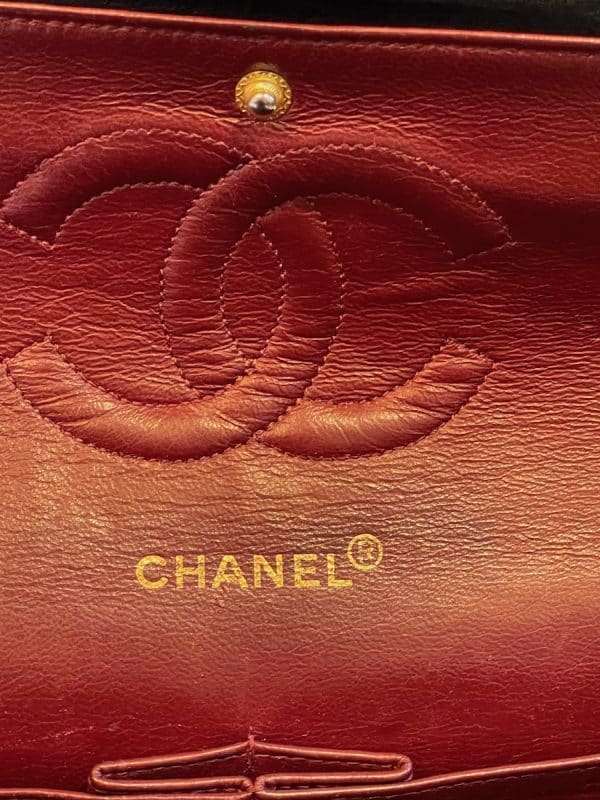 chanel vintage 2.55 black double flap classic shoulder bag lambskin c.1989