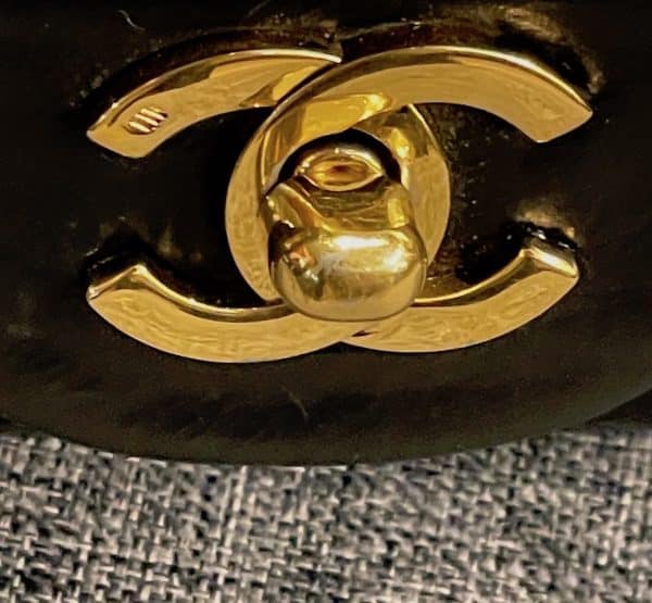 chanel vintage 2.55 black double flap classic shoulder bag lambskin c.1989