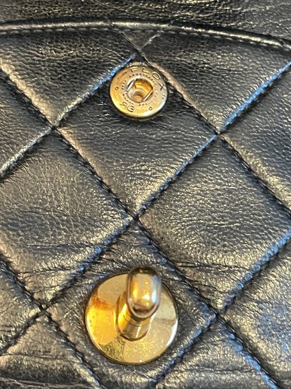 chanel vintage 2.55 black double flap classic shoulder bag lambskin c.1989