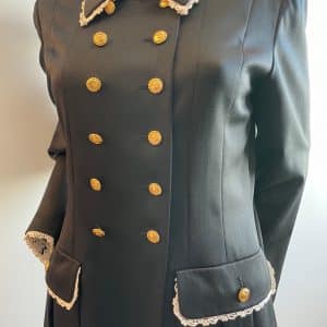 chanel vintage black 24 cc logo jewel buttons double breasted jacket 1980