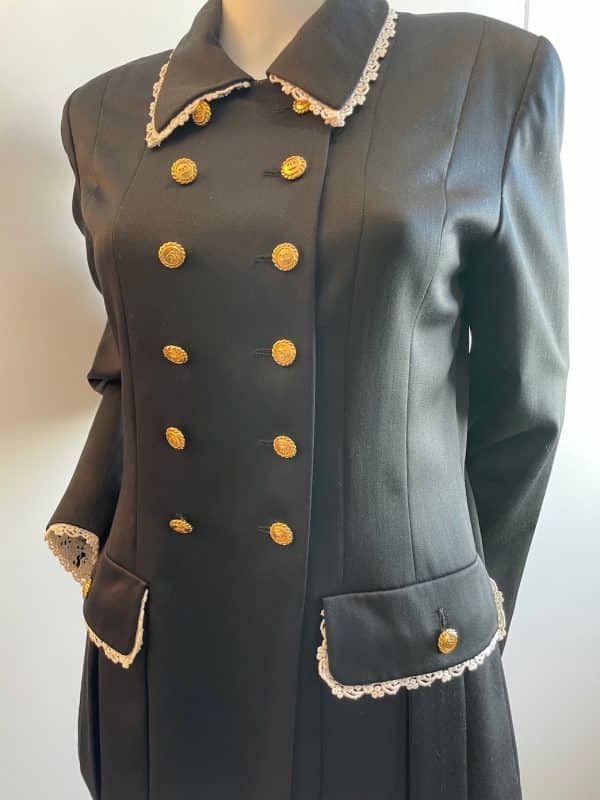 chanel vintage black 24 cc logo jewel buttons double breasted jacket 1980
