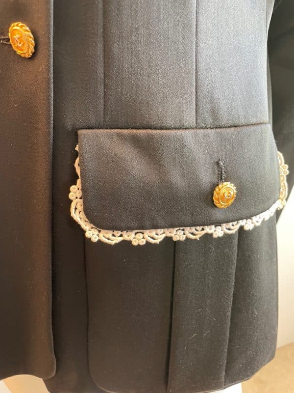 chanel vintage black 24 cc logo jewel buttons double breasted jacket 1980