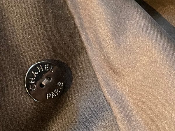 chanel vintage black 24 cc logo jewel buttons double breasted jacket 1980