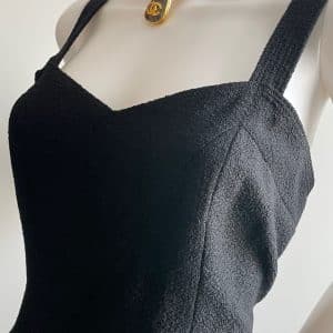 chanel vintage black tweed cocktail dress c.1990s