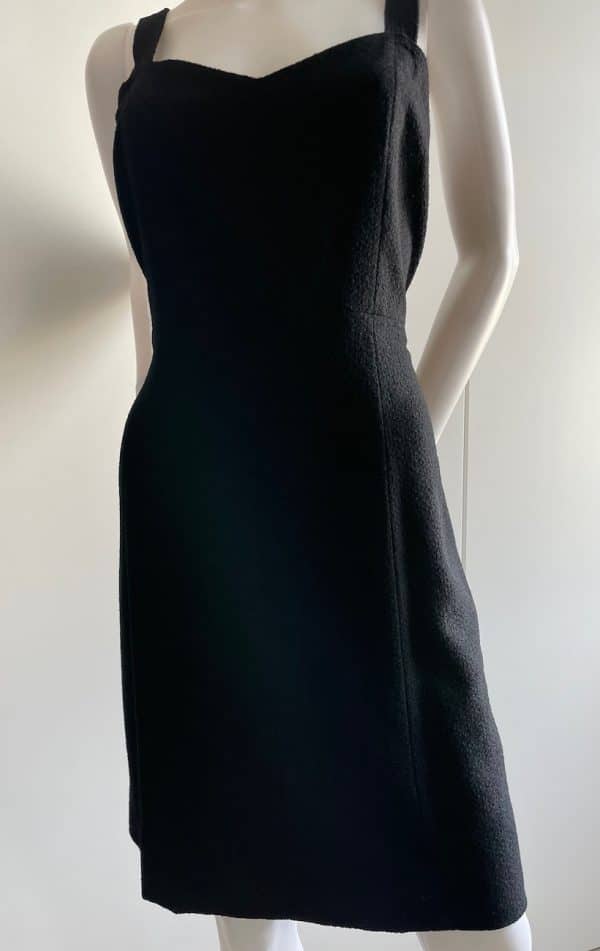 chanel vintage black tweed cocktail dress c.1990s
