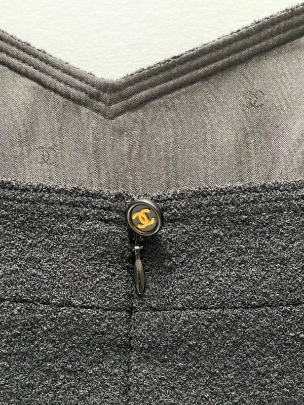 chanel vintage black tweed cocktail dress c.1990s