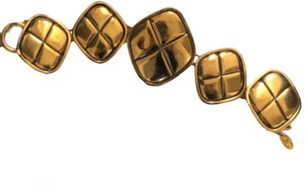 chanel vintage cc logo diamond quilted matelassé bracelet c.70s 80 w/box