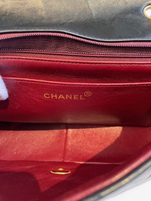 chanel vintage diana quilted black bag 24k gold plated 1991 w/box