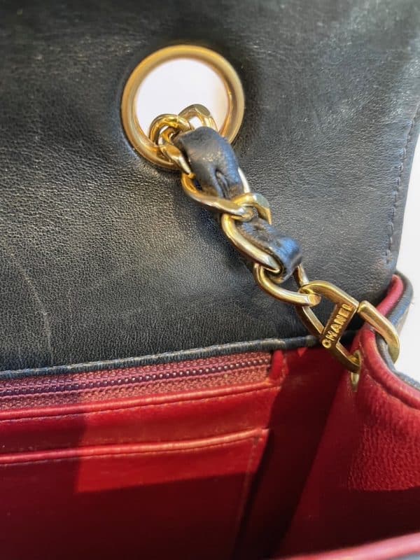 chanel vintage diana quilted black bag 24k gold plated 1991 w/box